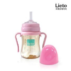 [Lieto_Baby] Weighted Straw Trainer Cup for Baby,  200 ml _ Pink, Free Gift Refill Straw + Straw Cleaning Brush _ PPUS Safe Material _ Made in KOREA